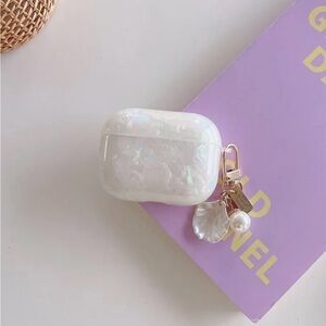 Iridescent White AirPods Case with Charm